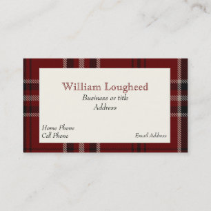 Rot-Schwarz-Lougheed-Tartan-Kariert Visitenkarte