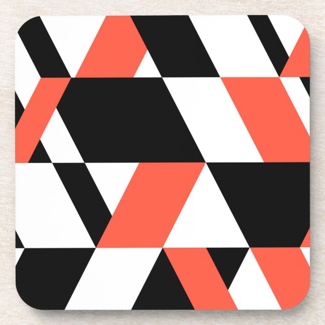 Rot-schwarz, modern, trendig, geometrisch, urbane  getränkeuntersetzer (Vorderseite)