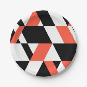 Rot-schwarz, modern, trendig, geometrisch, urbane pappteller