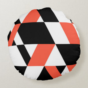 Rot-schwarz, modern, trendig, geometrisch, urbane rundes kissen