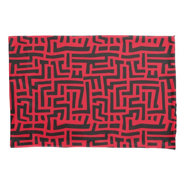 Rot-Schwarz-Motiv | Geometrisches Muster Kissenbezug (Vorderseite)