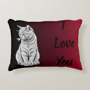 Rot Schwarz Ombre Katze Kunst Ich Liebe Dich Haust Dekokissen