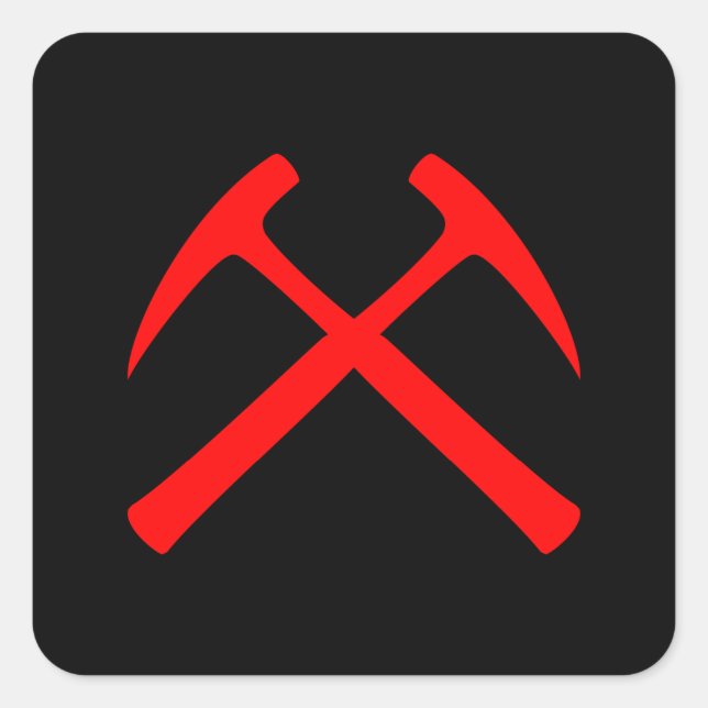 Rot-Schwarz-Rock-Hammers-Aufkleber Quadratischer Aufkleber (Vorderseite)