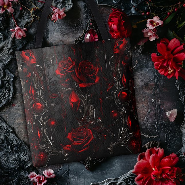 Rot & Schwarz Rosen Design Tasche (Von Creator hochgeladen)