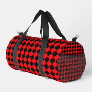 Rot-Schwarz-Schachbrett-Diamantmuster Klein Duffle Bag