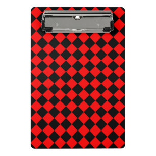 Rot-Schwarz-Schachbrett-Diamantmuster Mini Klemmbrett