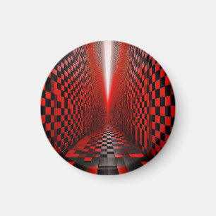 Rot-Schwarz-Schachbrett-Flur mit Licht Magnet