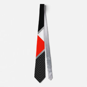 Rot, Schwarz, Silberstreifen Neck Tie Krawatte