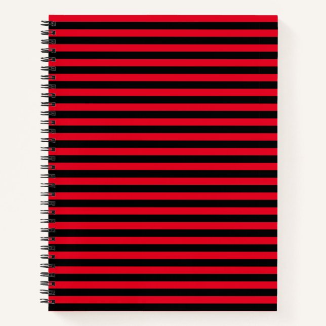 Rot/Schwarz-Streifen-Notebook Notizbuch (Vorderseite)