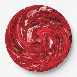 Rot-Schwarz-Swirt-Design Pappteller