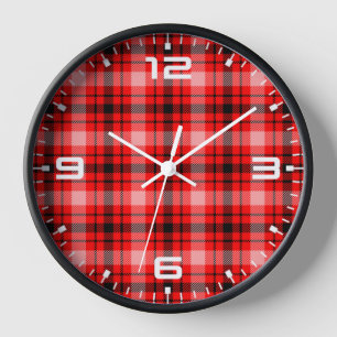 Rot & Schwarz Tartan Karo Eleganz Uhr