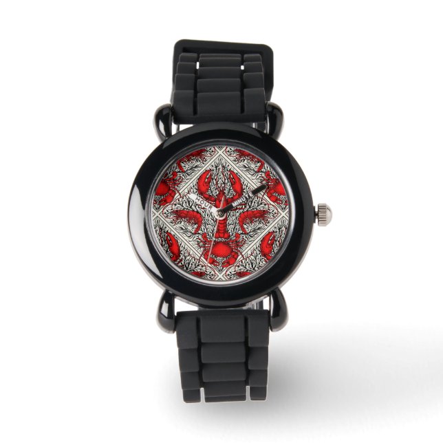 Rot, Schwarz und Elfenbein Armbanduhr (Vorderseite)