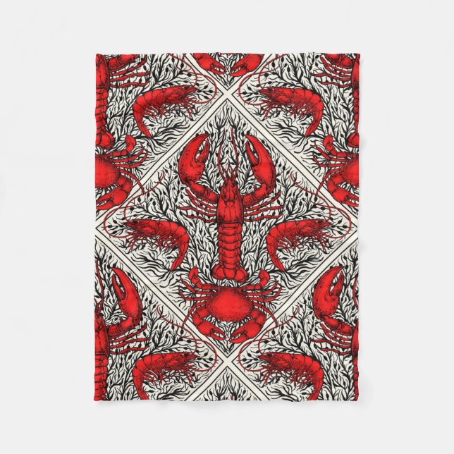 Rot, Schwarz und Elfenbein Fleecedecke (Vorderseite)