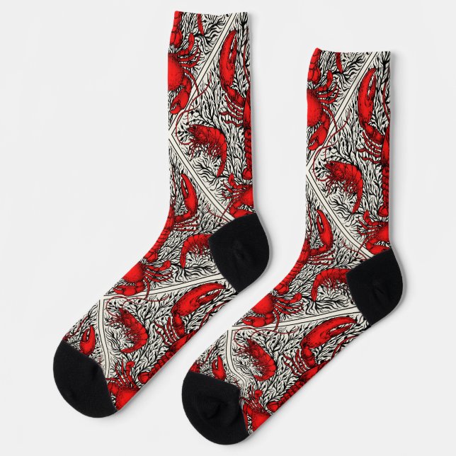 Rot, Schwarz und Elfenbein Socken (Linkes Detail)