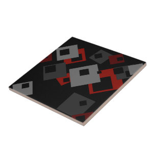 Rot Schwarz und Grau Geometrisch Fliese