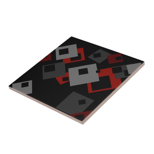 Rot Schwarz und Grau Geometrisch Fliese (Seite)