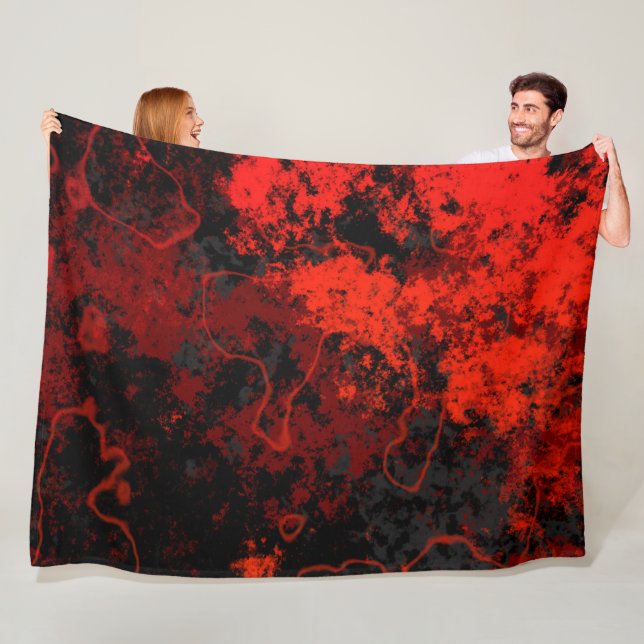 Rot, Schwarz und Graumarmor Abstrakt Fleecedecke (Beispiel)