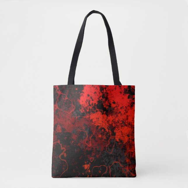 Rot, Schwarz und Graumarmor Abstrakt Tasche (Vorderseite)