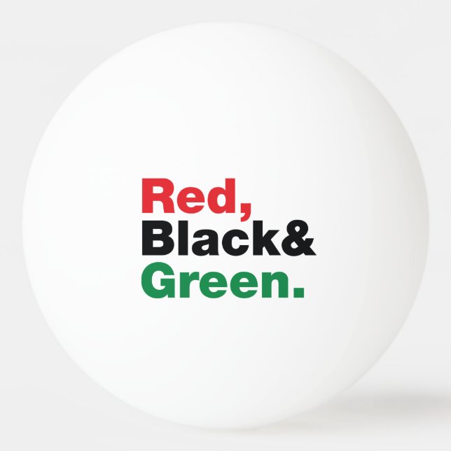 Rot, Schwarz und Grün. Tischtennisball (Vorderseite)