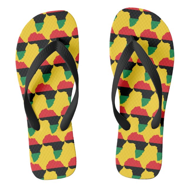 Rot-, Schwarz- und Grünafrikanische Flagge Flip Flops (Fußbett)