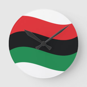 Rot-, Schwarz- und Grüne-Flagge Runde Wanduhr