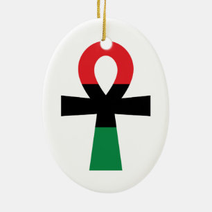 Rot, Schwarz und grüner Ankh Keramik Ornament
