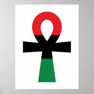 Rot, Schwarz und grüner Ankh Poster
