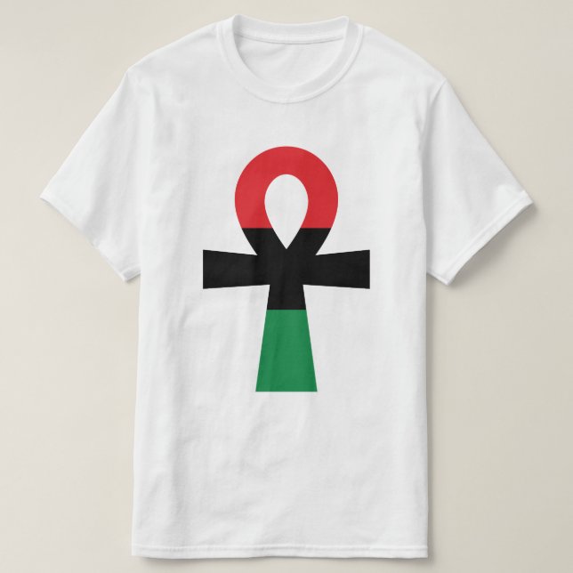 Rot, Schwarz und grüner Ankh T-Shirt (Design vorne)