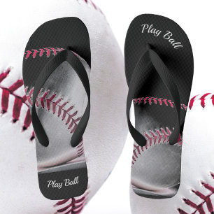 Rot Schwarz und Weiß Baseball Flip Flops