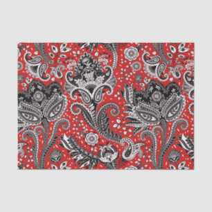 Rot Schwarz und Weiß Floral Paisley Boheme Boho Seidenpapier