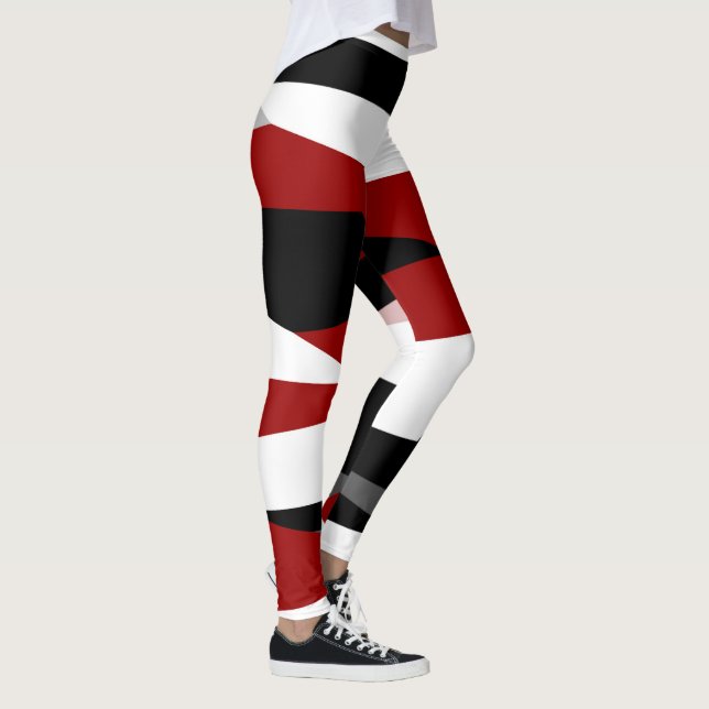 Rot Schwarz und Weiß Leggings (Rechts)