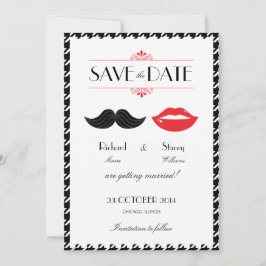 Rot, Schwarz und Weiß - Schnurrbart und Lippen Hah Save The Date