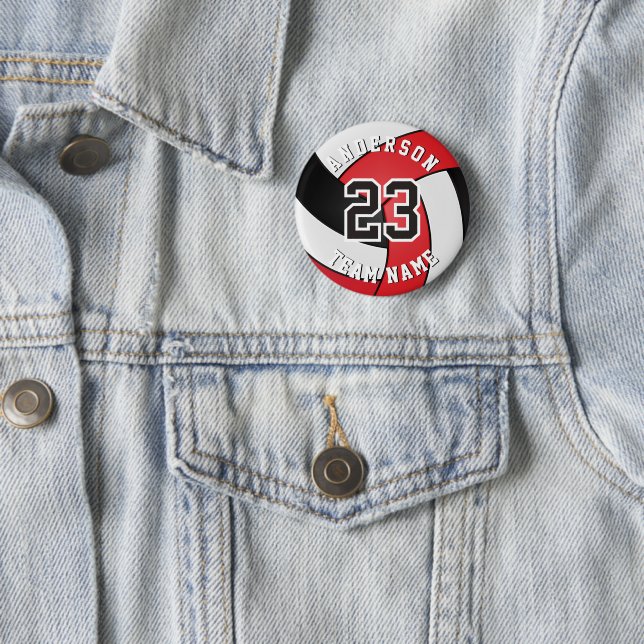 Rot, Schwarz und Weiß-Volleyball-🏐 Button (Beispiel)