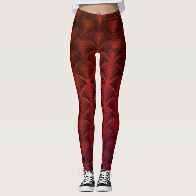 Rot-Schwarz-Wave-Muster Leggings (Vorderseite)