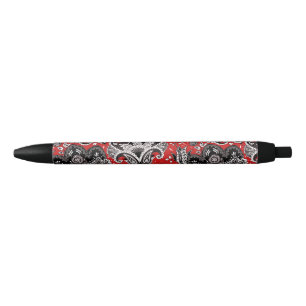 Rot Schwarz & Weiß Floral Paisley Bohemian Boho Kugelschreiber