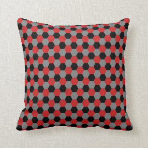 Rot-Schwarz-Weiß-Hexagons-Kissen Kissen