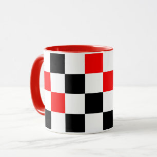 Rot Schwarz Weiß kariertes Musterdesign  Tasse