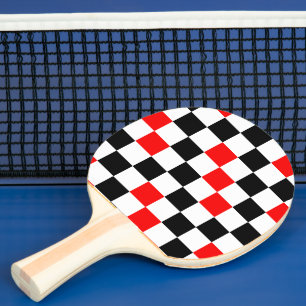 Rot Schwarz Weiß Kariertes Musterdesign  Tischtennis Schläger
