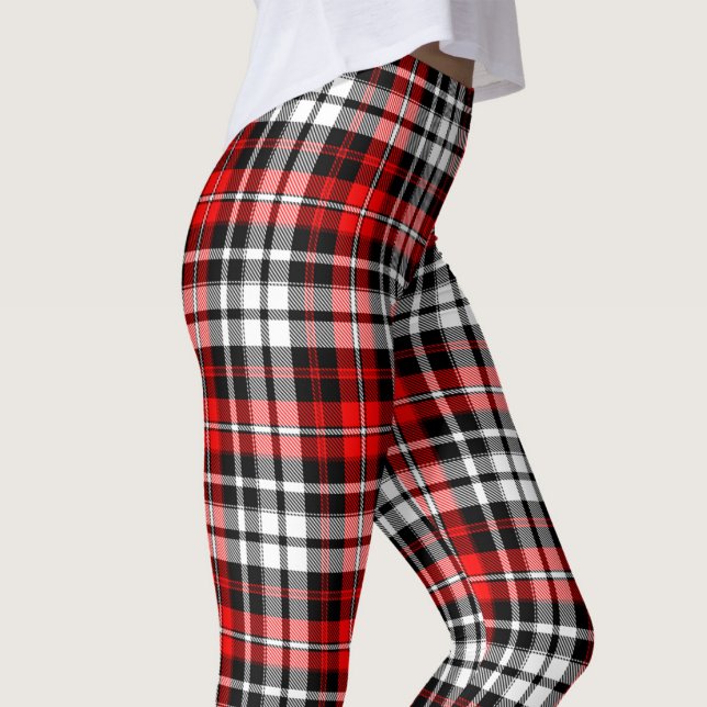 Rot Schwarz Weiß Kariertes Tartan Muster Design  Leggings (Von Creator hochgeladen)