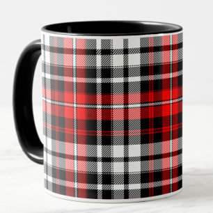 Rot Schwarz Weiß Kariertes Tartan Muster Design Tasse