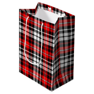 Rot-Schwarz-Weiß-Karo-Tartan-Musterdesign Mittlere Geschenktüte
