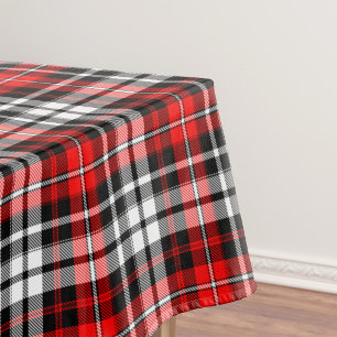 Rot-Schwarz-Weiß-Karo-Tartan-Musterdesign Stoff