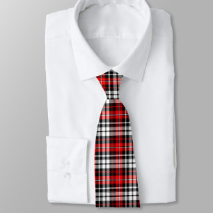 Rot-Schwarz-Weiß-Karomuster-Tartan-Design  Krawatte