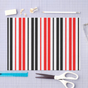Rot Schwarz Weiß Streifen Muster Design Seidenpapier