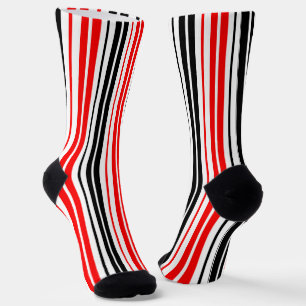 Rot Schwarz Weiß Streifen Muster Design Socken