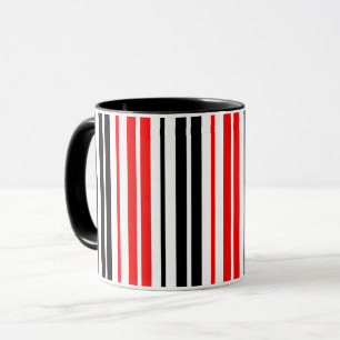 Rot Schwarz Weiß Streifen Muster Design  Tasse