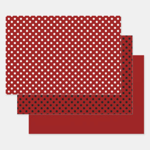 Rot Schwarz Weiß Tupfenmuster Geschenkpapier Set