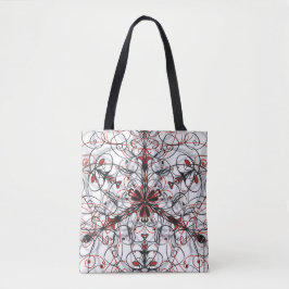 Rot, Schwarz, Weiß und Grau Kaleidoskop-Tasche Tasche