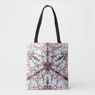 Rot, Schwarz, Weiß und Grau Kaleidoskop-Tasche Tasche