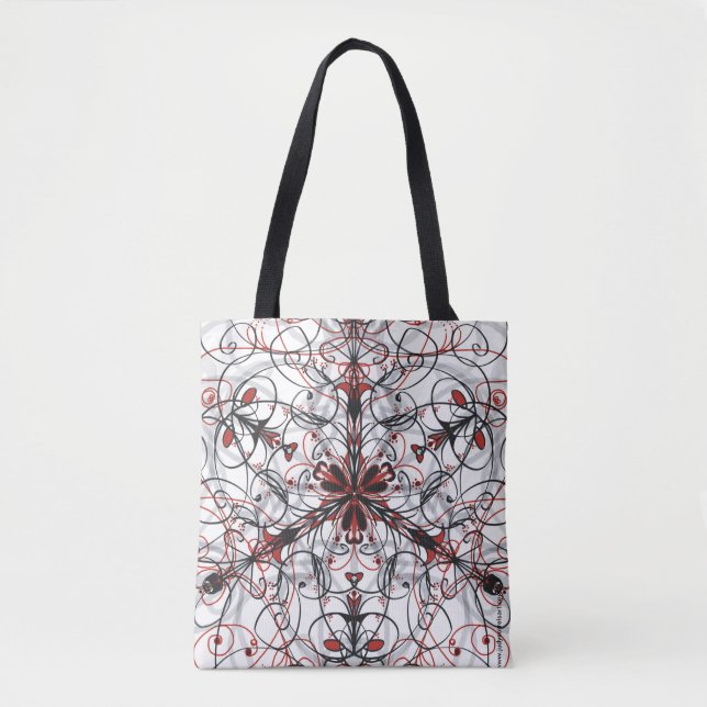 Rot, Schwarz, Weiß und Grau Kaleidoskop-Tasche Tasche (Vorderseite)